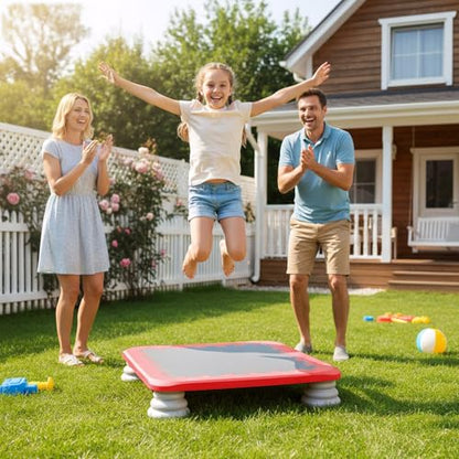 Mini Trampoline for Kids, Rebounder Bouncing Board with Non-Slip Base, Sensory Balance & Bounce Jumping Toy, Gift for 3-12 Boys & Girls Max Load 200 lbs - color: Red