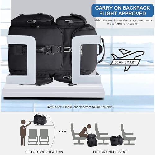WITZMAN Travel Backpack for Men Carry-on Laptop Backpack Fit 16 Inch Airline Approved for Traveling,Casual,Commuting(B744 Black) - color: Black