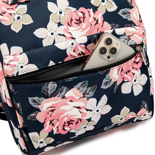 Kinmac Laptop Backpack for Women and Men, Large Capacity Travel Backpack for 15.6 inch Laptop Computer (Blue Rose) - color: Blue Rose