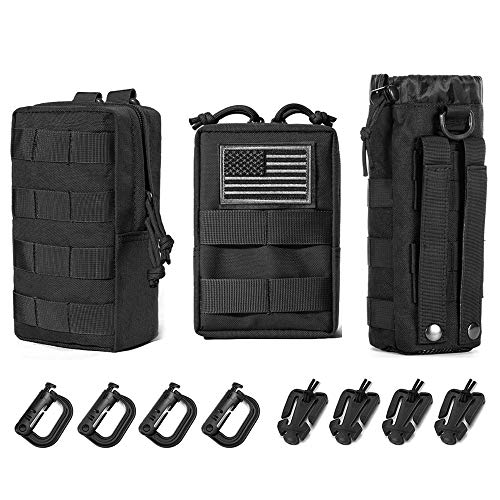 Upgraded Sports Water Bottles Pouch Bag, Tactical Drawstring Molle Water Bottle Holder Tactical Pouches, Travel Mesh Water Bottle Bag Tactical Hydration Carrier - color: 3 Molle Pouch