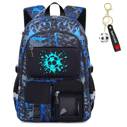 School Backpack for Boys - Soccer Boys Backpack for Kids Children Teens Elementary Middle School Students - 18" Large Capacity School Bookbag with Multiple Pockets - color: Soccer-backpack Only
