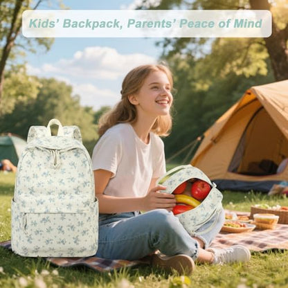 BTOOP School Backpacks for Teen Girls Bookbags Lightweight Kids Backpack School Bags Set with Lunch Box Pencil Case - color: Blue