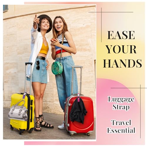 Amylove 3 Pcs Add a Bag Luggage Straps Gripper Heavy Duty Jacket Valises Strap for Travel Belt with Buckle Adjustable Baggage - color: Purple, Black, Pink