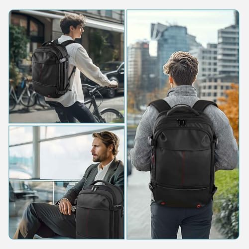 travel inspira Backpack for Travel, 60L Expandable Vacuum Backpack with Electric Vacuum Pump, Water-Resistant & TSA Anti-Theft for Airplane Vacuum Seal Compression Air-Seal Bag for Travel - color: Black