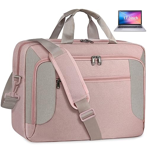 Laptop Bag 17.3 Inch Work Briefcase Laptop Case Computer Messenger Bag - color: Pink, size: 17 inch
