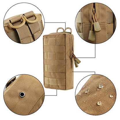 FRTKK 2 Pack Molle Pouches - Tactical Compact Water-Resistant EDC Pouch Bag Small Utility Pouch - color: 2 Pack-Tan 3