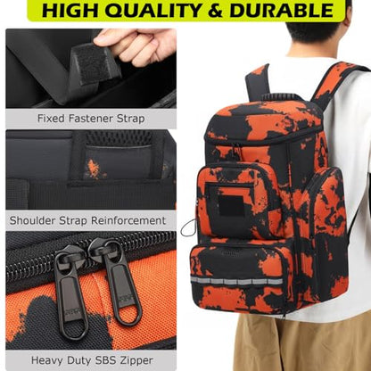 HAMBOLY Premium Pickleball Bag for Men & Women — Large Pickleball Backpack with Padded Paddle Pocket & Shoe Compartment, Tournament Ready with Insulated Cooler & Fence Hook - color: Orange Graffiti
