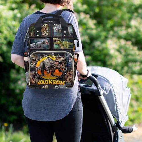 MyPupSocks Custom Dinosaur Diaper Bag Named with Love: Personalized Diaper Bag with Name - Ideal Travel Companion for New Moms Son Grandson - color: Style 7