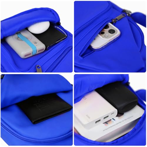 AMJ Crossbody Sling Bag Men Women, Casual Shoulder Backpack, Chest Daypack Satchel for Hiking Travel - color: Leather Blue, size: Large