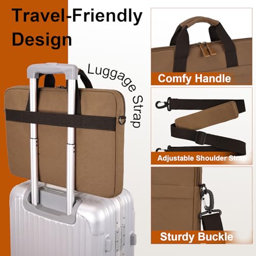 ESTARER Laptop Bag 17-17.3 Inch, Computer Bags for Men Water-resistant Canvas Laptop Case Slim Laptop Sleeve Fits Hp/Dell/Asus/Lenovo/Acer, Brown - color: Brown, size: 17-17.3 Inch