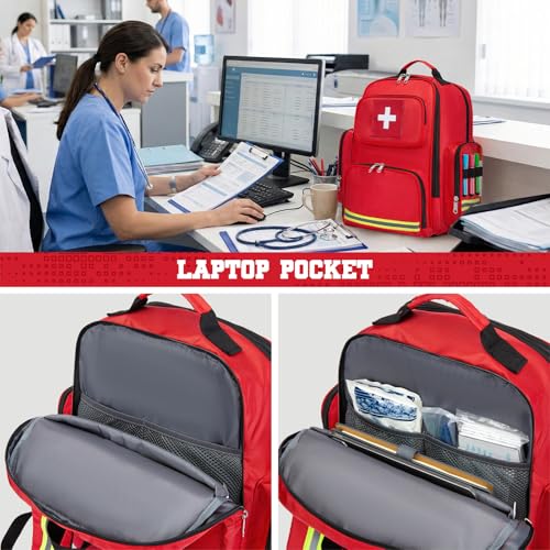 Gatycallaty First Aid Backpack Medical Emt First Responder Bag Empty Ems Emergency Home Health Hiking Trauma Travel Camping (Red, Large - pack of 2) - color: Red, size: Large - pack of 2