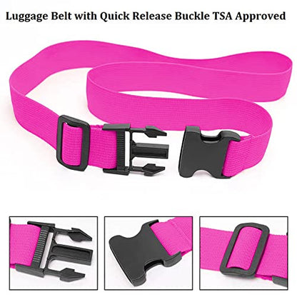 2 Pack Suitcase Straps, Bright Color Adjustable Luggage Belts, TSA Approved (Pink) - color: Pink