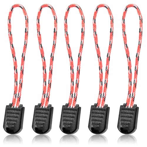 10 Pack Paracord Zipper Pull Replacement Pulls Tabs for Keys, Flashlight, Knife, Pouch, Backpack, Suitecases, Pocket - Black+Red+White - color: Black+Red+White