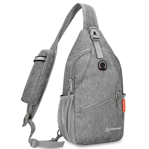 ZOMAKE Sling Bag,Small Crossbody Sling Backpack,Water Resistant Shoulder Daypack for Travel,Anti Thief Chest Bag for Hiking(Gray-Black) - color: Gray-black