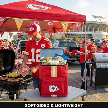 Cooler Backpack – Portable Soft Sided Ice Chest – Insulated Bag Holds 36 Cans - Football Gear – Show Your Team Spirit with Officially Licensed Fan Gear - style: Kansas City Chiefs