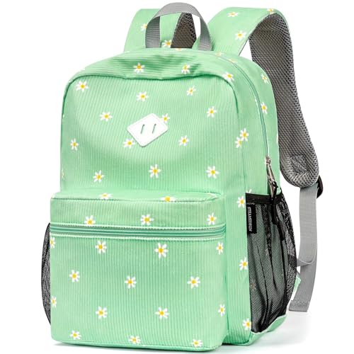 STEAMEDBUN Corduroy Kids Backpack for Girls Boys 3-8, Girls Backpack for Elementary Kindergarten - Daisy - color: Corduroy Daisy, size: Small-15"H(fits folder)