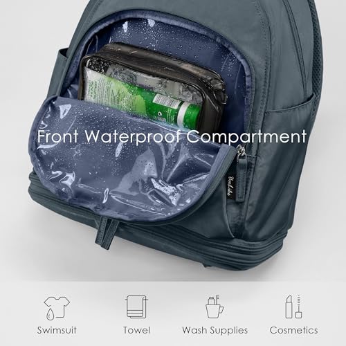 Uselike Gym Backpack for Women Men, Lightweight Gym Bag with Shoe Compartment, Waterproof Workout Backpack with Wet Pocket - color: Grey Blue