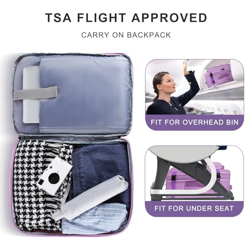 Large Travel Backpack, Laptop Backpack for women, Expandable 52L Carry On Backpack, TSA Water Resistant Weekender 18.4 Inch Laptop Backpack, Anti Theft Business Computer Bag with USB Port, Purple - color: Purple