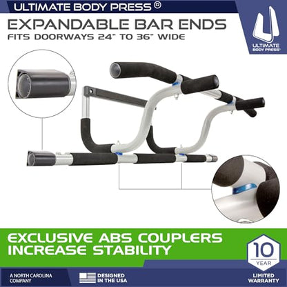 Ultimate Body Press XL Doorway Pull Up bar with Elevated bar & Adjustable Width - color: XL Doorway Pull Up Bar