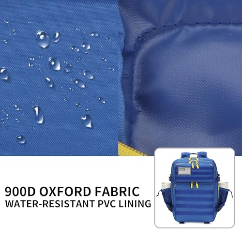 Lovelinks21 25L Tactical Military Backpack Small Travel Rucksack for Men and Women Assault Pack Bug Out Bag Molle Daypack Gym Backpack with Bottle Holder (Blue Yellow) - color: Blue Yellow