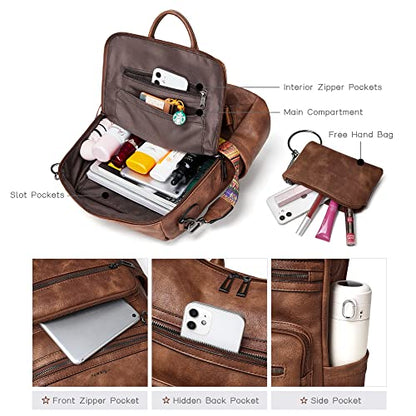 Shrrie Backpack Purse for Women Leather Backpack Fashion Designer Travel Backpack Convertible Shoulder Bag - color: 1-1-two-toned Brown