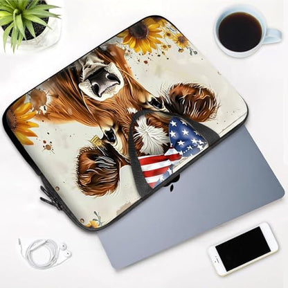 14 15 15.4 15.6 inch Laptop Handle Bag Computer Bag, Pouch Holder Notebook Sleeve Cover Soft Case Compatible for Dell,Lenovo,Toshiba HP, Asus Notebook-Cute Cow - color: Cute Cow