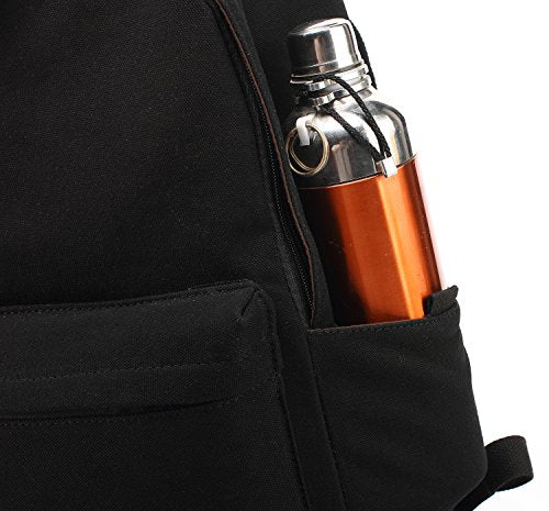 kayond Casual Style Lightweight canvas Laptop Bag/Durable Travel backpacks/Rucksack for Men&Women/Fashion Backpack Fits 15 inch Notebook (Black) - color: Black