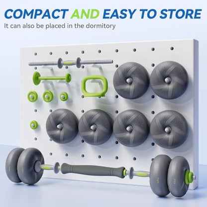LIFERUN Adjustable Dumbbell Set, Soft PVC Coated, 45lbs/67lbs Free Weight Set Home Gym, 4-in-1 Used As Barbell, Dumbbells, Kettlebell, Weight Plates, Weights Dumbbells Set, Space Saving Fitness Exercise For Men/Women - color: Grey, style: 45lb