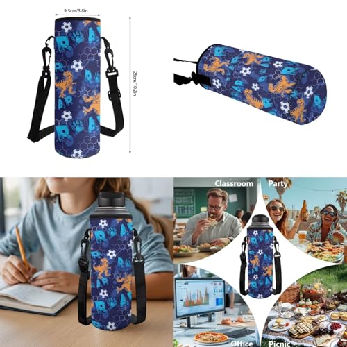 Talayituse Dinosaur Soccer Paw Print Backpack for Boys Elementary Middle High Schoolbag Bookbag with Lunch Box Pencil Case Water Bottle Sleeve 6 In 1 Rucksack for Back to School Supplies - color: Dinosaur Soccer Paw