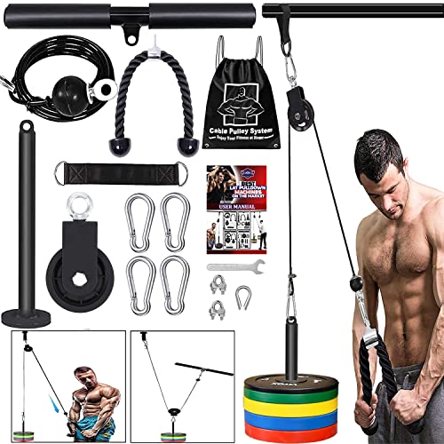 Taeku LAT Pulley System for Home Gym – Strength Training Fitness Equipment Cable Machine for Triceps, Biceps, Back & Shoulder Workouts - color: Cable
