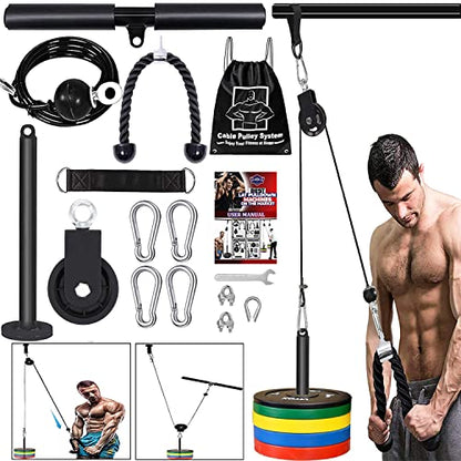 Taeku LAT Pulley System for Home Gym – Strength Training Fitness Equipment Cable Machine for Triceps, Biceps, Back & Shoulder Workouts - color: Cable