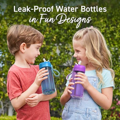 Bentgo Kids Water Bottle - Leak-Proof, Durable Tritan PFAS- & BPA-Free 15 fl oz, Kids/Toddlers Ages 3+ for School & Sports; Bite & Sip Spout, Carrying Handle, Dishwasher Safe (Purple) - color: Purple