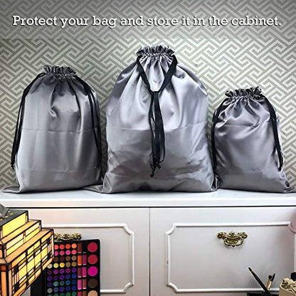 PlasMaller Dust Cover Storage Bags Thick Silk Cloth Pouch with Drawstring For Luxuries Handbags Tote Purses Shoes Boots, Silver (19.6 x 23.6 in) - size: 19.6 x 23.6 in