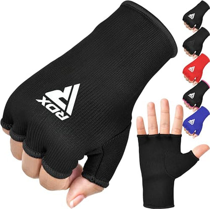 RDX Boxing Hand Wraps Inner Gloves Men Women, Half Finger Elasticated Bandages, Under Mitts Fist Protection, Muay Thai, Kickboxing, MMA, Martial Arts Speed Bag Punching Training - color: Black, size: Small