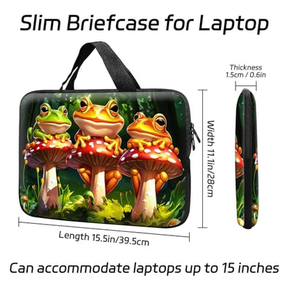 14 15 15.4 15.6 inch Laptop Handle Bag Computer Bag, Pouch Holder Notebook Sleeve Cover Soft Case Compatible for Dell,Lenovo,Toshiba HP, Asus Notebook-Cute Frog on The Mushroom - color: Cute Frog on the Mushroom