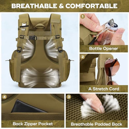 Maelstrom 35/50 Can Insulated Backpack Cooler, Leakproof Soft Lunch Ice Bag - color: Khaki, size: 50 Can