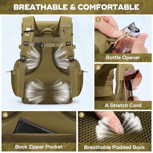 Maelstrom 35/50 Can Insulated Backpack Cooler, Leakproof Soft Lunch Ice Bag - color: Khaki, size: 35 Can