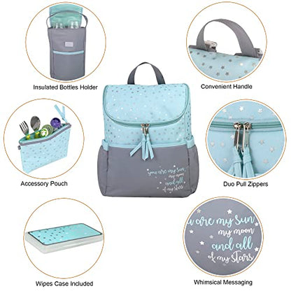 5 Piece Baby Diaper Bag Backpacks with Changing Pad, Wipes Pocket & Stroller Straps
