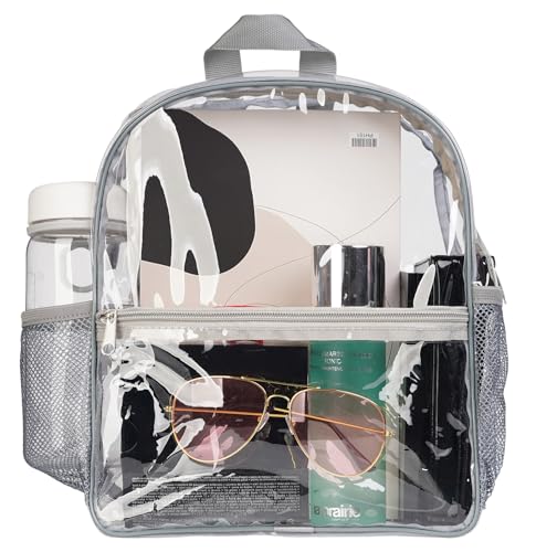 ZENPUNK Clear Backpack for Stadium Events, 12x6x12 bag， clear bag for stadium events for Sport Concerts Festival (GRY) - color: Grey
