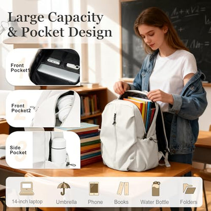 weradar Aesthetic College Backpack For Women Men,Fashion Student Bookbag,Classic High School Backpack For Teens - color: A3-beige