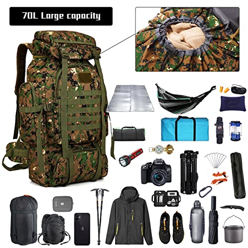 Hiking Backpack for Men 70L/100L Camping Backpack Military Rucksack Molle 3 Days Assault Pack for Climbing | Camping Backpack - color: 70l-jungle