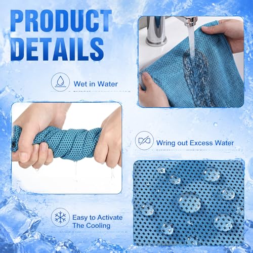 Honoson 20 Pcs12x25 Inch Cooling Hoodie Towel Bulk for Neck and Face 40x12 Inch Quick Dry Sweat Towels Instant Ice Cold Towel for Hot Weather Run Yoga Gym(Light Gray,Light Blue) - color: Light Gray,light Blue