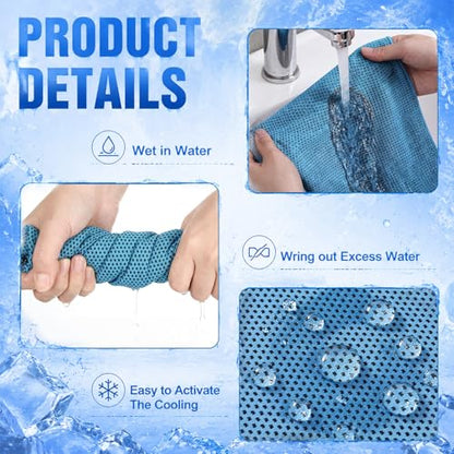 Honoson 20 Pcs12x25 Inch Cooling Hoodie Towel Bulk for Neck and Face 40x12 Inch Quick Dry Sweat Towels Instant Ice Cold Towel for Hot Weather Run Yoga Gym(Light Gray,Light Blue) - color: Light Gray,light Blue