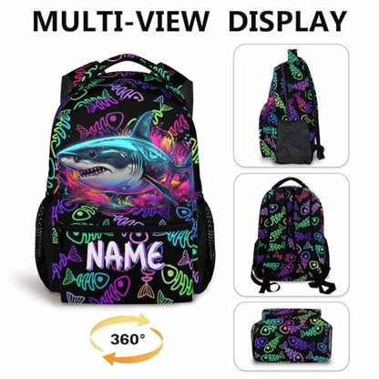 Kids School Backpack, Custom Shark Backpacks, Boys Gift, 17 Inch Personalized Colorful Boys Bookbags for Elementary Kindergarten School Travel Picnic - color: Color-4