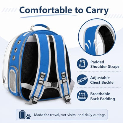 Expandable Cat Carrier Backpack with Bubble Window, Blue - color: Blue