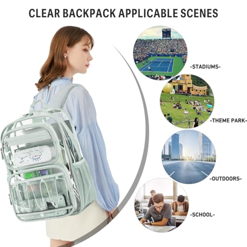 Cusangel Large Clear backpack for girls,16in TPU Plastic See Through Heavy Duty Bookbag,Stadium,school, and other security check locations(Grey) - color: Grey-16in