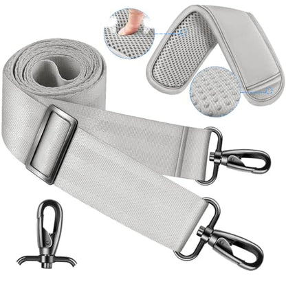 ZINZ 60 Inch Shoulder Strap with Removable Ultra-Thick Pad, Adjustable Buckles Shoulder Crossbody Strap for Luggage Bag - color: Light Gray