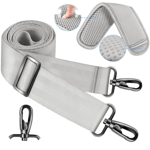ZINZ 60 Inch Shoulder Strap with Removable Ultra-Thick Pad, Adjustable Buckles Shoulder Crossbody Strap for Luggage Bag - color: Light Gray