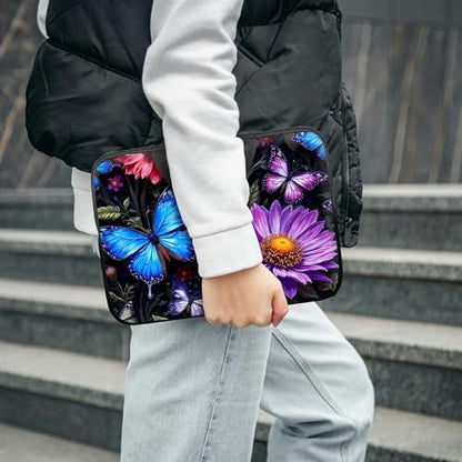 Laptop Sleeve with Handle 13 Inch, Waterproof Laptop Case Bag, Butterfly Flowers Pattern Design Computer Sleeve Compatible with MacBook Air, Pro, HP, Dell, Lenovo, ASUS - color: Butterfly Flowers, size: 13inch(13-13.6")