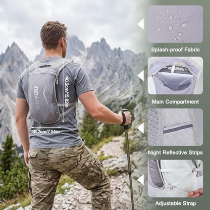 KUYOU Running Vest for Women & Men, Lightweight Hydration Backpack with 2L Water Bladder, Water Backpack for Trail Running, Hiking, Cycling & Marathon - color: Grey